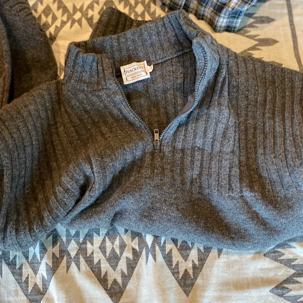 Hackett Men's Gray Zip-Up Sweater